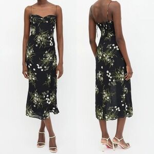 Reformation Kourtney Midi Dress Veuve Black Floral 0